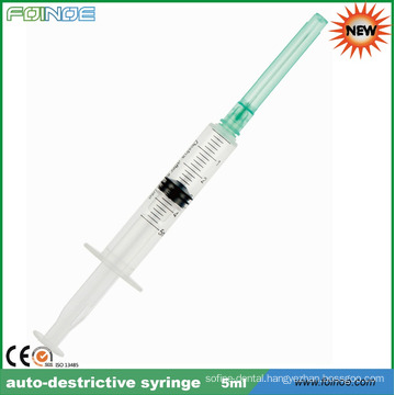 disposable plastic auto disable syringe